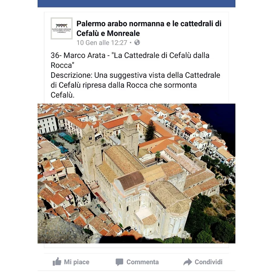 ”La Cattedrale di Cefalù dalla Rocca” sulla pagina Facebook del Sito Unesco